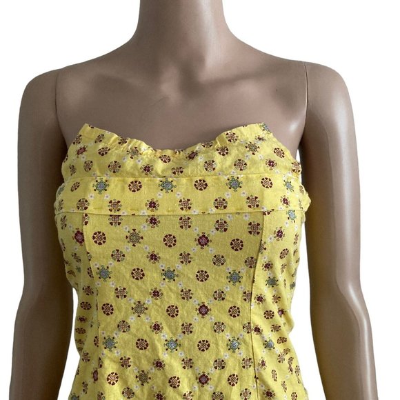 Vintage Y2K Rampage Sundress Womens Size 5 Yellow Strapless Floral Pattern - Picture 4 of 11